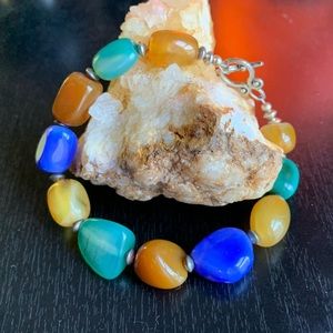 Stunning Natural Stone Toggle Clasp Bracelet